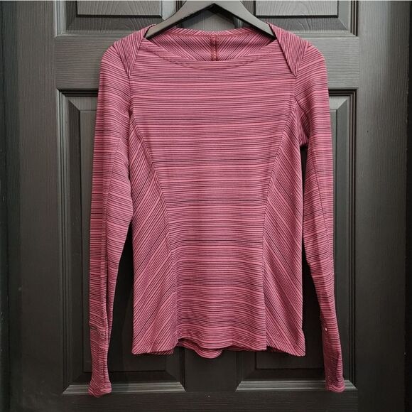 Lululemon Kanto Catch Me Long Sleeve in Kanto Stripe Wine Berry Black        409 - Picture 7 of 16